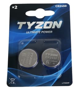 Tyzon 3 V CR2450 litiumbatteri, 2-pk