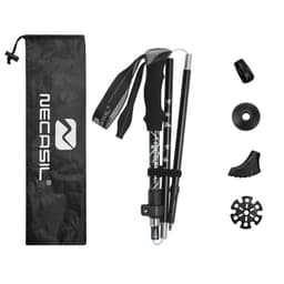 NECASIL 5-Delars Vandringsstav i Aluminiumlegering - Teleskopisk Trekkingstav för Utomhusäventyr Black