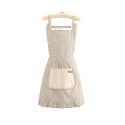 Tyylikäs puuvilla-pellava keittiöesiliina - hengittävä kotikokin essu Harmaa