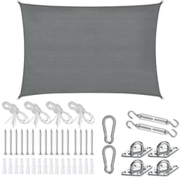 tectake Solsegel Sunny, väderbeständigt HDPE-material med UV-skydd 3 x 4 m