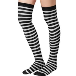 Stribede overknee-strømper sort-hvid