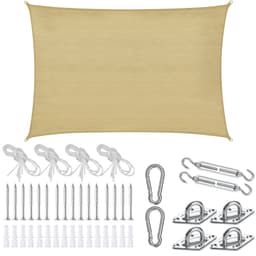 tectake Solsegel Sunny, väderbeständigt HDPE-material med UV-skydd 3 x 4 m