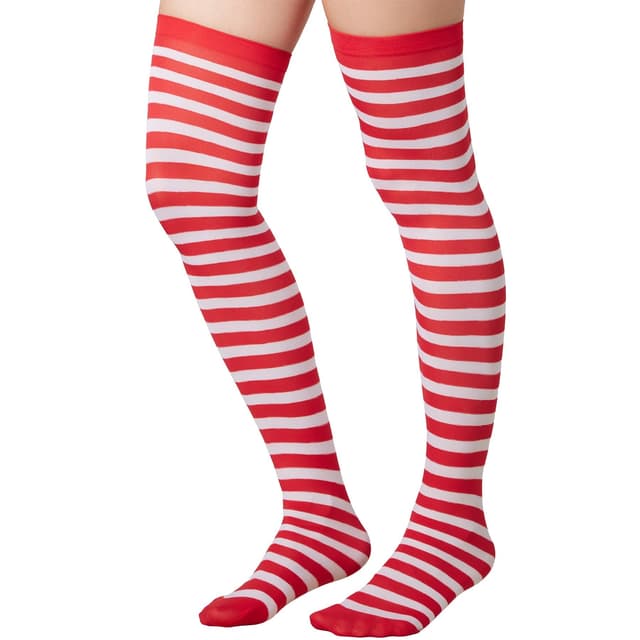 tectake Randiga overknee-strumpor röd-vit one-size, röd/vit - Elgiganten