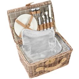 tectake Picnickurv Langeoog til 2 personer, med kølerum og tilbehør 27 x 38 x 19 cm Brun