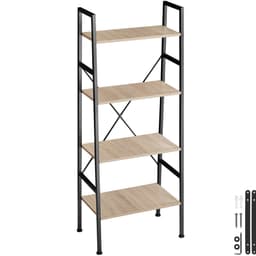 tectake Newcastle stigereol 57,5 x 35,5 x 139 cm 57.5 x 35.5 x 139 cm Industrielt Lyst Træ, Egetræ Sonoma