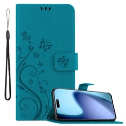 iPhone 17 Pungetui Cover Blomster (Blå)