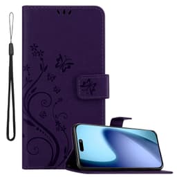 iPhone 17 lommebokdeksel Blomster Case (Lilla)