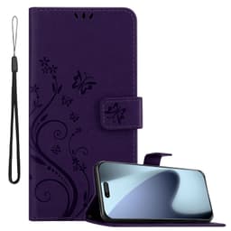 iPhone 17 PRO MAX lommebokdeksel Blomster Case (Lilla)