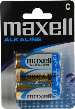Maxell batterier, C (LR14), Alkalisk, 1,5V, 2-pk