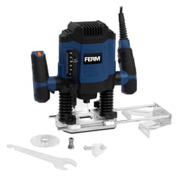 FERM PRM1022 Overfræser 1200W | 6 & 8 mm fræser | 55 mm dybde | 16.000–30.000 o/min | inkl. 3 fræsejern og parallelanslag