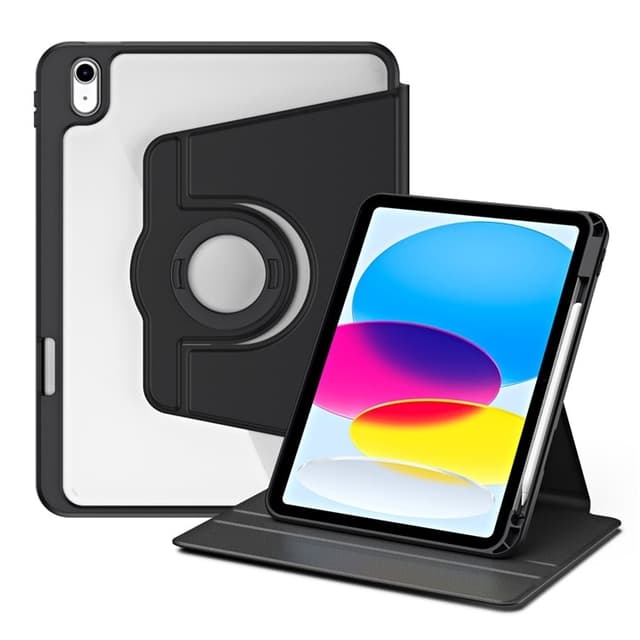 SKALO iPad 10.9 (2022) PU-Läder Rotary Kickstand Detachable 2 i 1 Fodral - Svart