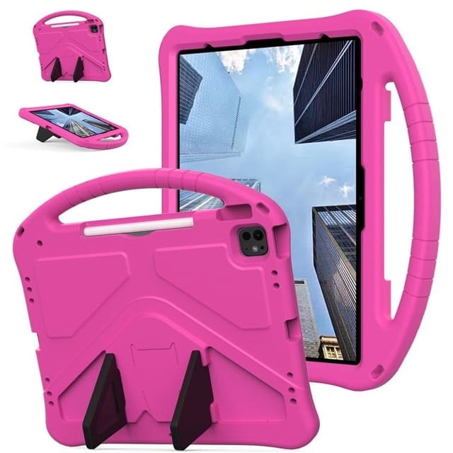 SKALO iPad Air 13 (2025) Barnskal med handtag och ställ - Rosa