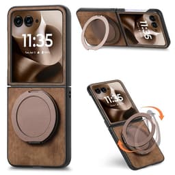 SKALO Motorola Razr 60 Ultra 5G D21 Kickstand Retro PU-Læder Cover - Brun
