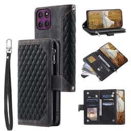 SKALO Motorola Edge 60 Pro 5G 005 Big Wallet Quiltet Flip Cover - Sort