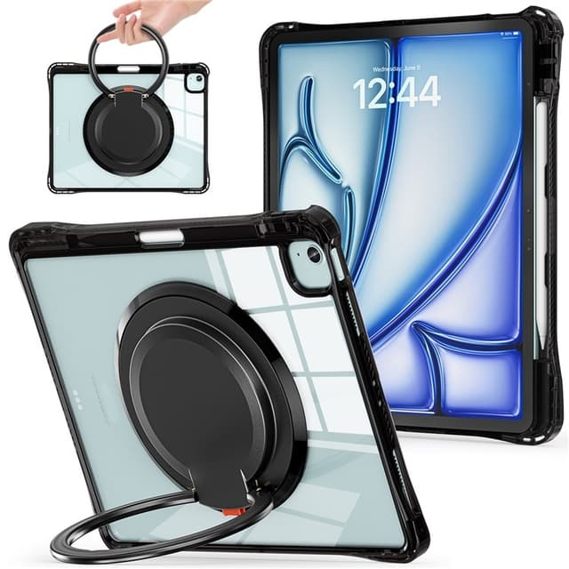 SKALO iPad Pro 12.9 (Gen 4/5/6) Extra Stöttåligt Armor Ring Skal - Svart