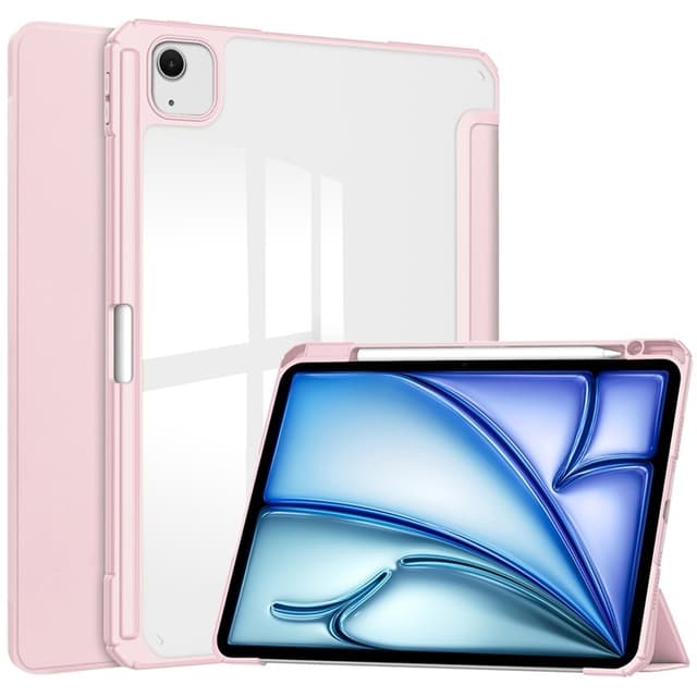 SKALO iPad Air 13 (2025) Trifold Fodral Transparent Baksida - Rosa