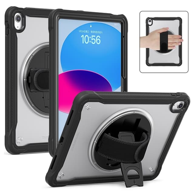 SKALO iPad 10.9 (2022) Extra Stöttåligt Armor 360 Handtag/Stativ Skal - Svart