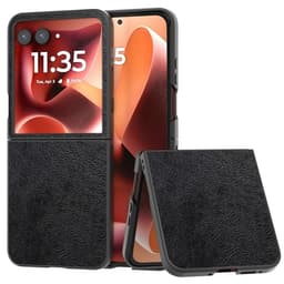 SKALO Motorola Razr 60 Ultra 5G Litchi PU-Nahkakotelo Flip Suojakuori - Musta