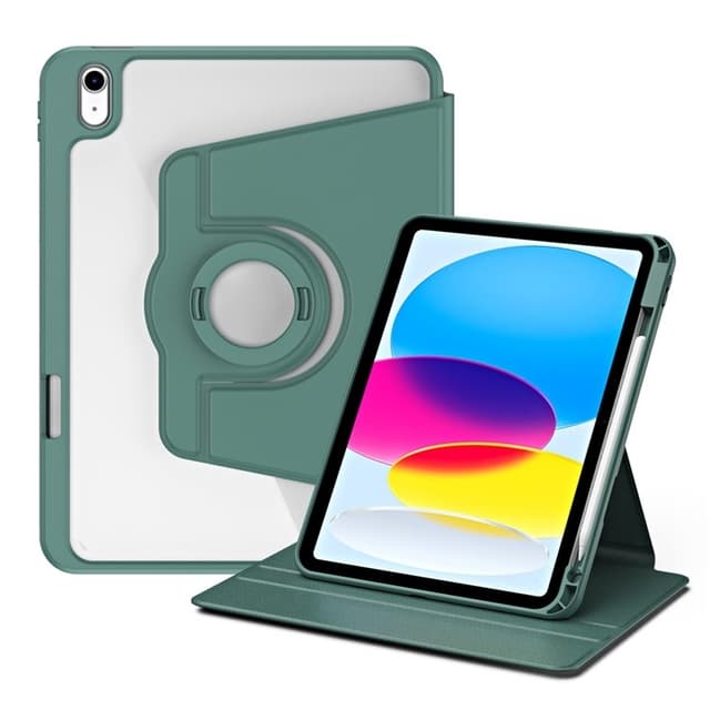 SKALO iPad 10.9 (2022) PU-Läder Rotary Kickstand Detachable 2 i 1 Fodral - Grön