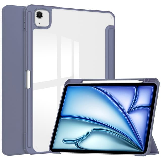 SKALO iPad Air 13 (2024) Trifold Fodral Transparent Baksida - Lila