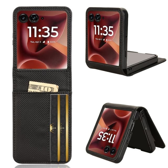 GIOPUEY Beschermhoes compatibel met Motorola Razr 60 Ultra, PU-leer