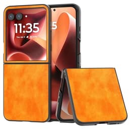 SKALO Motorola Razr 60 Ultra 5G Litchi PU-Läder Flip Skal - Orange