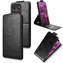 SKALO Motorola Edge 60 Pro 5G Vertikalt PU-læder cover Cover - Sort