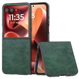 SKALO Motorola Razr 60 Ultra 5G Litchi PU-Nahkakotelo Flip Suojakuori - Vihreä