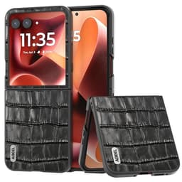 SKALO Motorola Razr 60 Ultra 5G ABEEL Krokodille Læder Cover - Sort