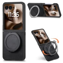 SKALO Motorola Razr 60 Ultra 5G D21 Kickstand Retro PU-Læder Cover - Sort