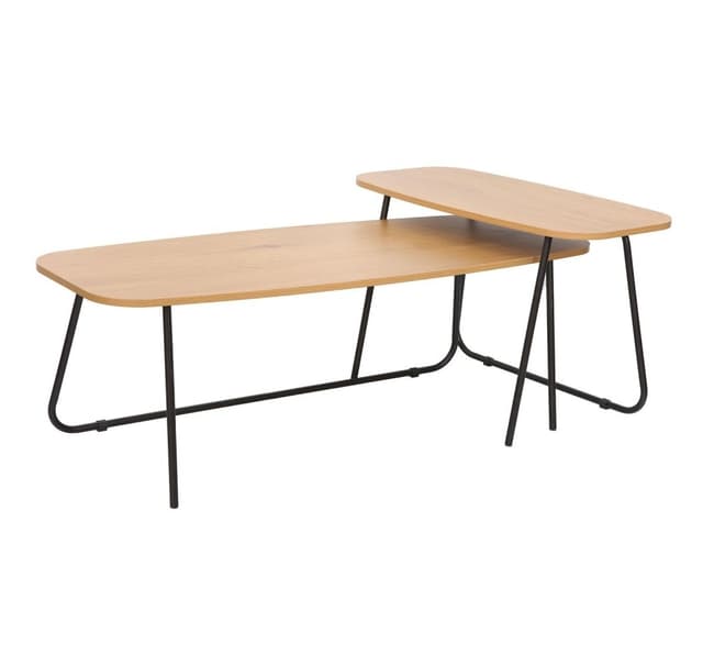 Sofabord DUO 2stk 120x48xH40cm, 75x40xH48cm, ask/sort