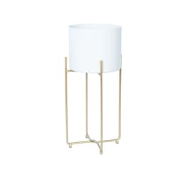 Kukkateline DEIA WHITE M 21,5x20,5xK47cm, valkoinen/kultainen