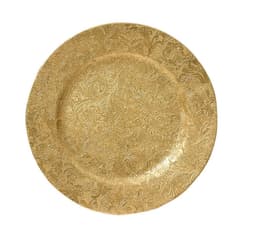 Koristelautanen GLOW D33cm, kukat, kultainen