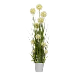 Tekokukka PUUTARHASSA H120cm, valkoinen hyasintti, ruoho ruukulla