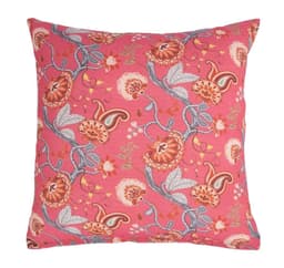 Kudde LONETA 45x45cm, blommor på rosa botten