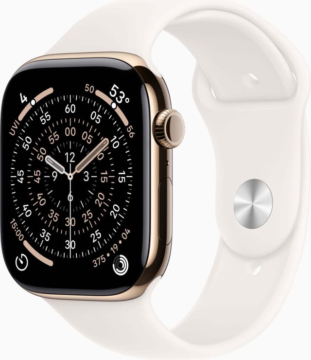 Apple Watch S11 46mm CEL (kultatitaani/punanhäivä urheiluran.) S/M