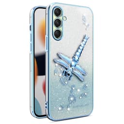 SKALO Samsung A17 KADEM Dragonfly Glitter Suojakuori - Sininen