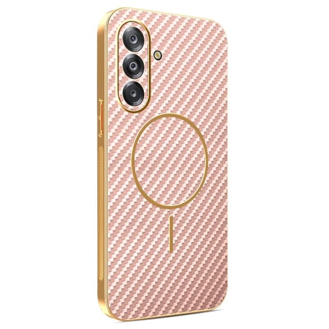 SKALO Samsung A17 Kulstof Fiber Guldkant Cover - Pink