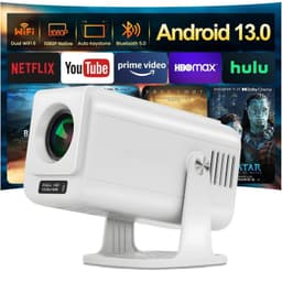 NÖRDIC Smart Projektor Android 13.0, Native 1080P, Auto Keystone, 300ANSI 4K HDR Stöd, Roterbar Design WiFi 6 & BT, Skärm spegling, ARC