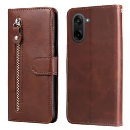 SKALO OnePlus Nord CE5 Klassinen vetoketju Lompakkokotelo - Ruskea