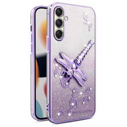 SKALO Samsung A17 KADEM Dragonfly Glitter Suojakuori - Violetti