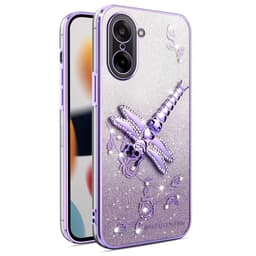 SKALO OnePlus Nord CE5 KADEM Dragonfly Glitter Suojakuori - Violetti