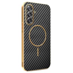 SKALO Samsung A17 Hiilikuitu Kultareunus Suojakuori - Musta