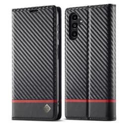 SKALO Samsung A17 LC.IMEEKE Carbon Fiber Lompakkokotelo - Musta