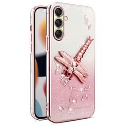 SKALO Samsung A17 KADEM Dragonfly Glitter Suojakuori - Pinkki