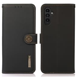 SKALO Samsung A17 KHAZNEH Aitoa Nahkaa Premium Lompakkokotelo - Musta