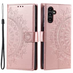 SKALO Samsung A17 Mandala Lompakkokotelo - Ruusukulta