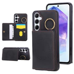 SKALO Samsung A17 PU-læder Kortholder Ring Cover - Sort