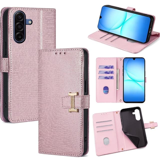 SKALO Samsung A17 PU-Læder Disco Flip Cover - Rosa guld