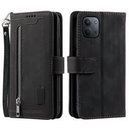 Til Xiaomi Redmi 15C Etui med Lynlåslomme og 9 Kortlommer – Sort